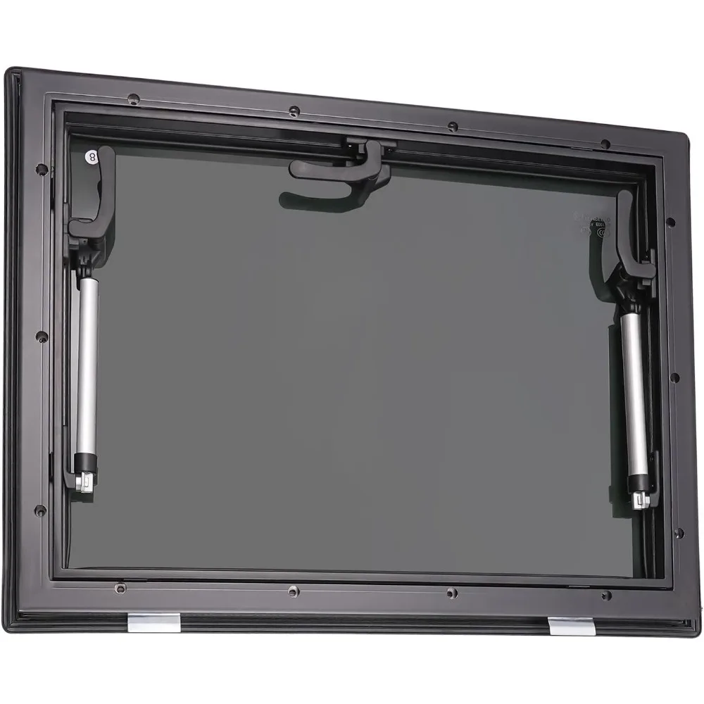 نافذة خروج RV مقاس 24 × 18 مع زجاج مقسى ملون وشاشة وظل - إطار من الألومنيوم