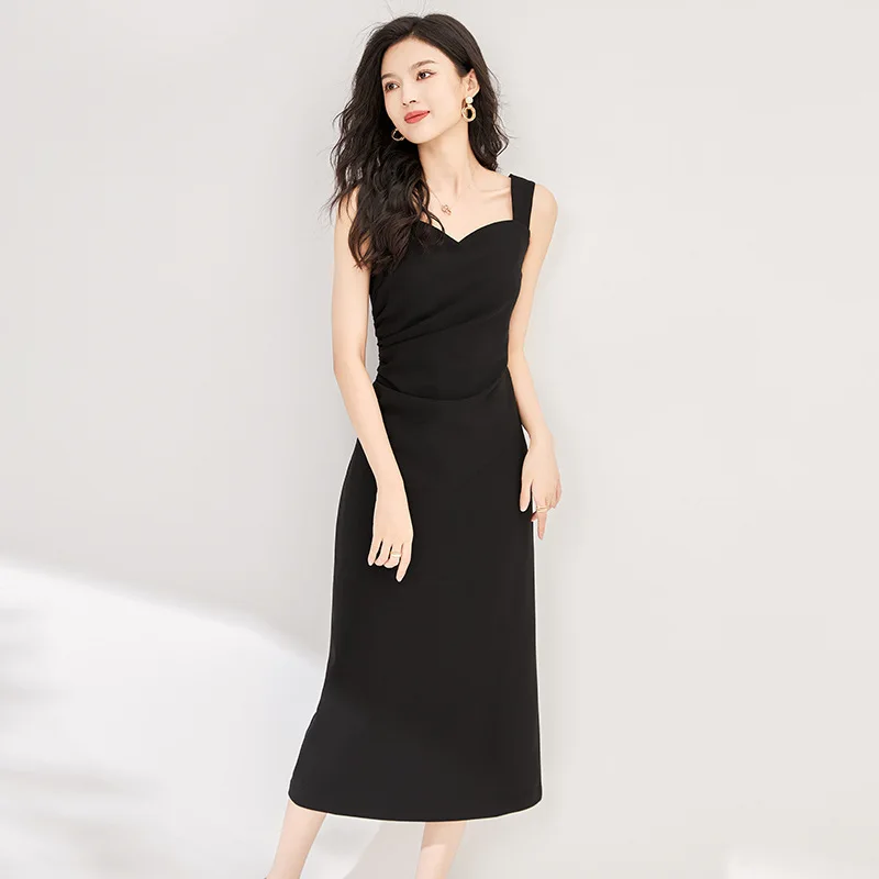 

2321306 -Nanyou New Simple Fashionable Elegant Timeless Versatile Slimming Strap Dress Layering