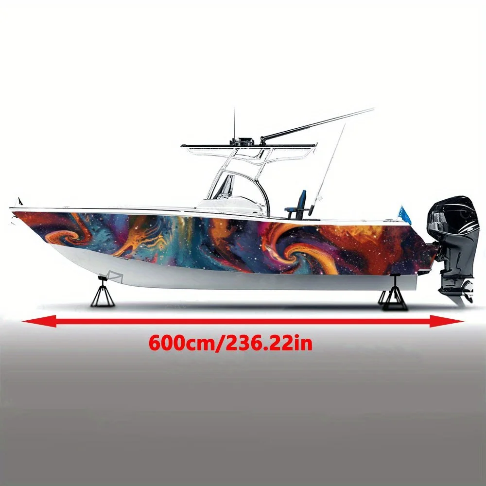 Magnificent Space Colorful Nebula Distortion Boat Sticker Vinyl Ship Pontoon Deck Boat Fishing Decorative Pontoon Boats Decal