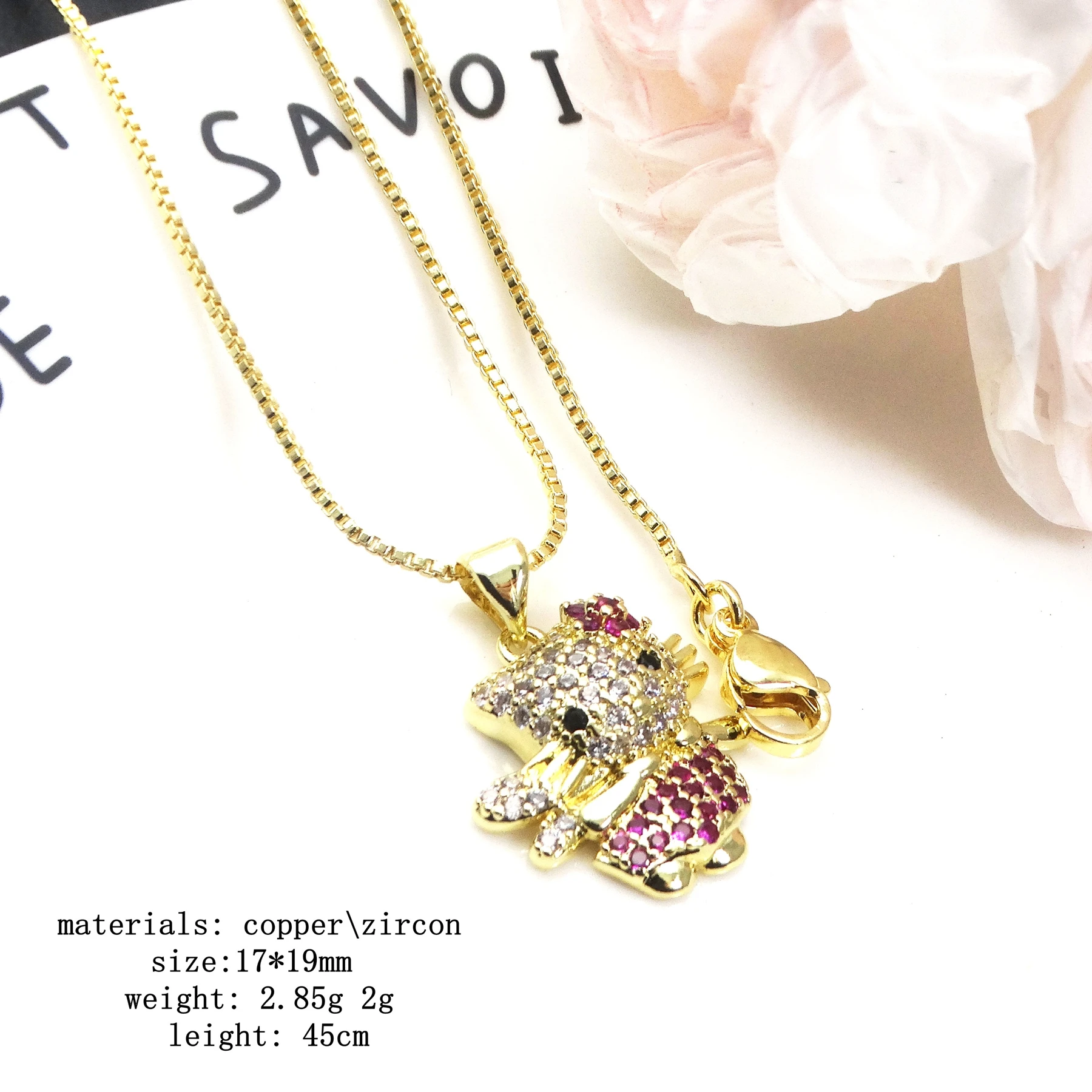 Micro Zircon Cute Cat Pendant necklace kt pendant Shaped Cat Pendant necklace copper chain jewelry necklace