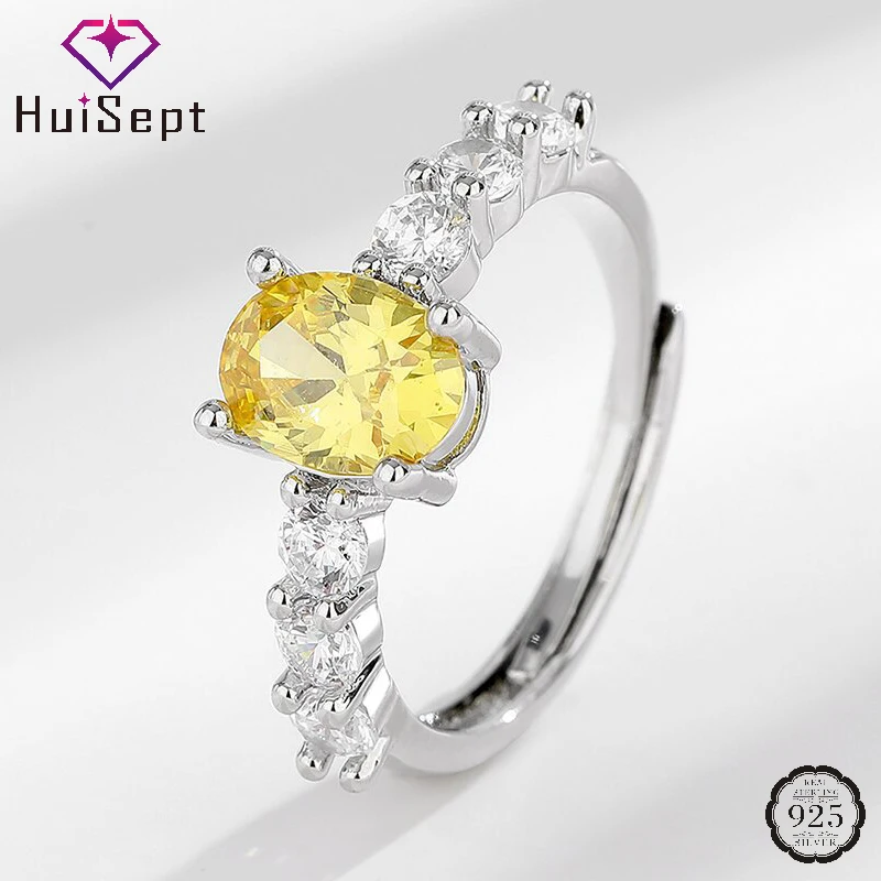 

HuiSept New Style Finger Rings for Women 925 Silver Jewelry with Zircon Gemstone Accessories Wedding Engagement Party Gift Ring