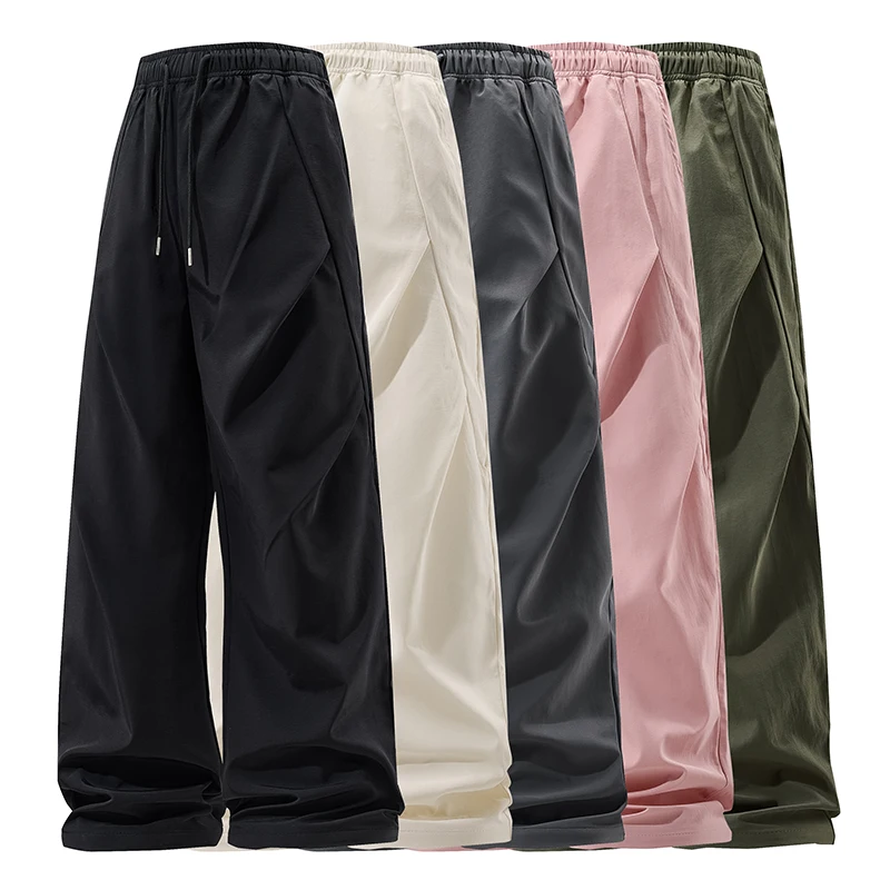 

Весенне-осенние мягкие дышащие брюки для тренировок, мужские спортивные штаны, модные однотонные леггинсы, высокоэластичные свободные длинные прямые брюки в стиле хип-хоп