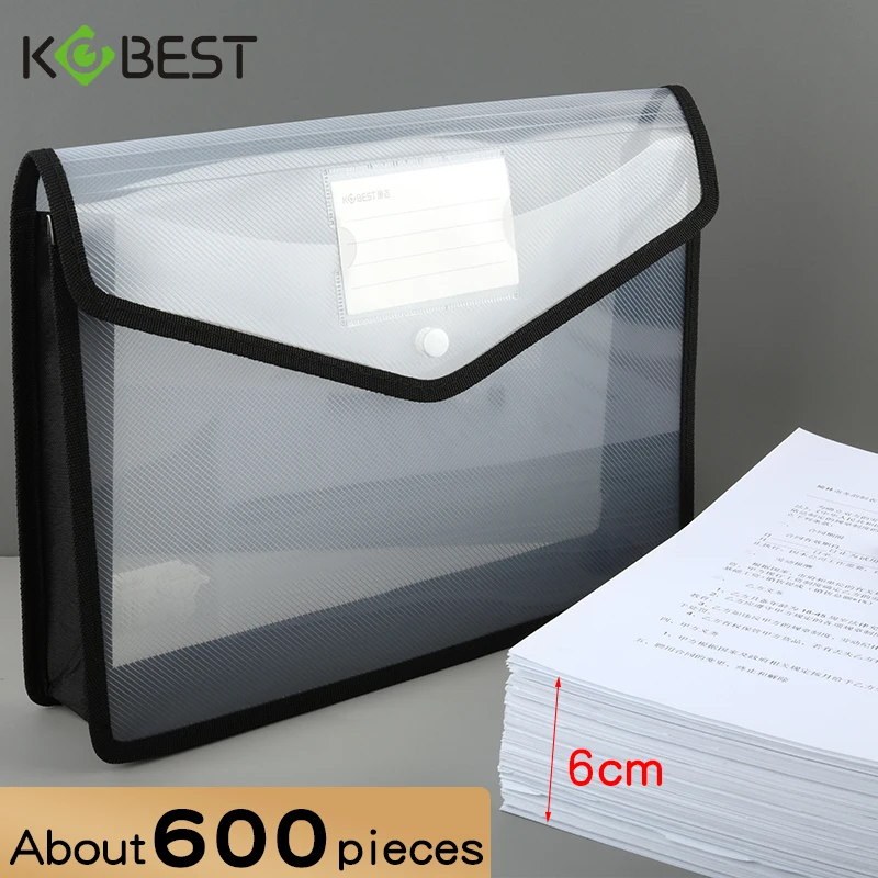 1Pcs Waterproof File Transparent A4 Folder Press Button Plastic Data Document Bag Storage Office Supplies