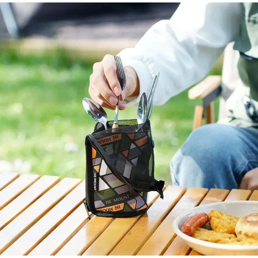 Bolsa portátil PU para cubiertos camping – Cremallera y drenaje - imagen 4