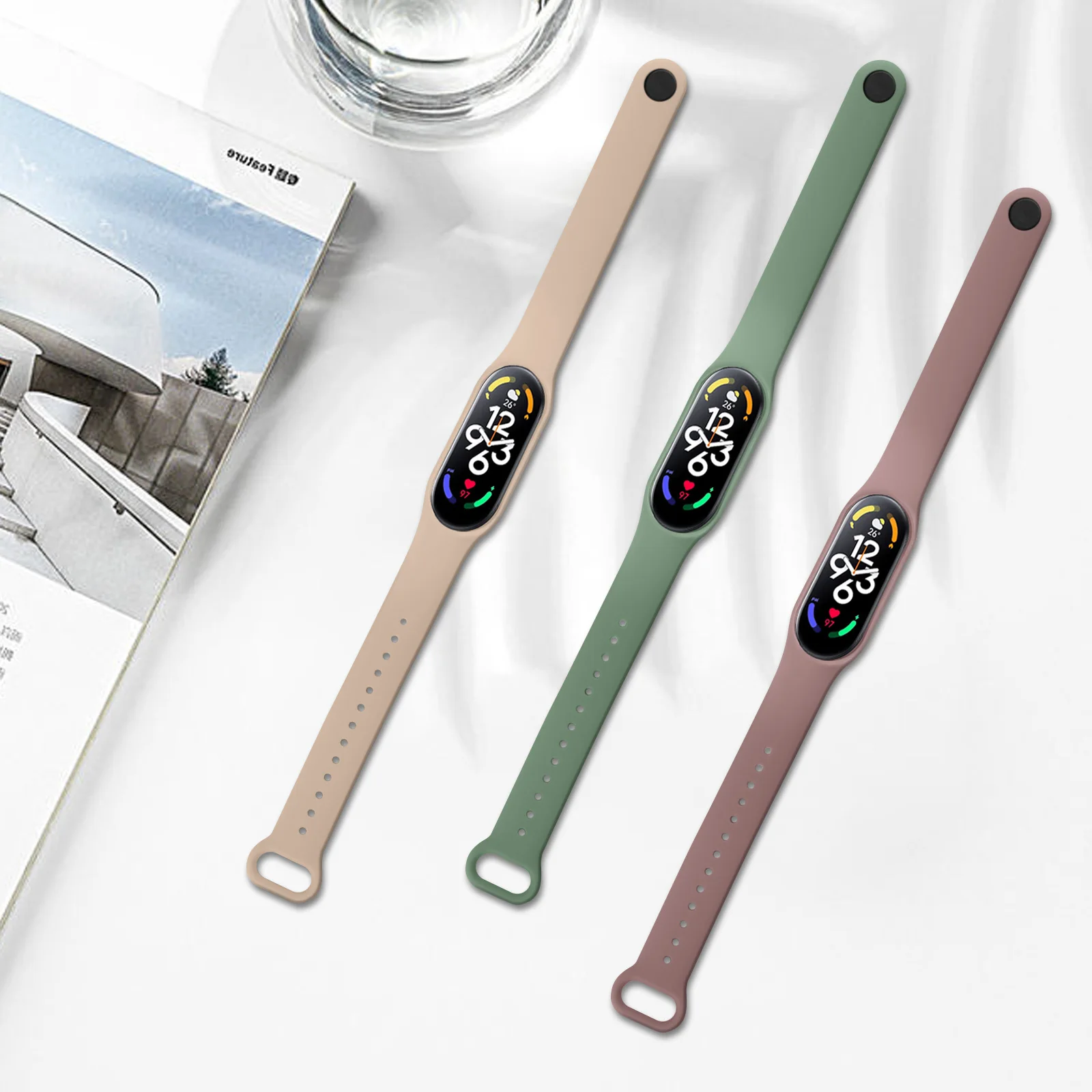 Силиконовый ремешок для Xiaomi Miband 7 6 5, ремешок для часов Amazfit Band5, браслет для спорта Mi Band 7 6 5, аксессуары для умных часов