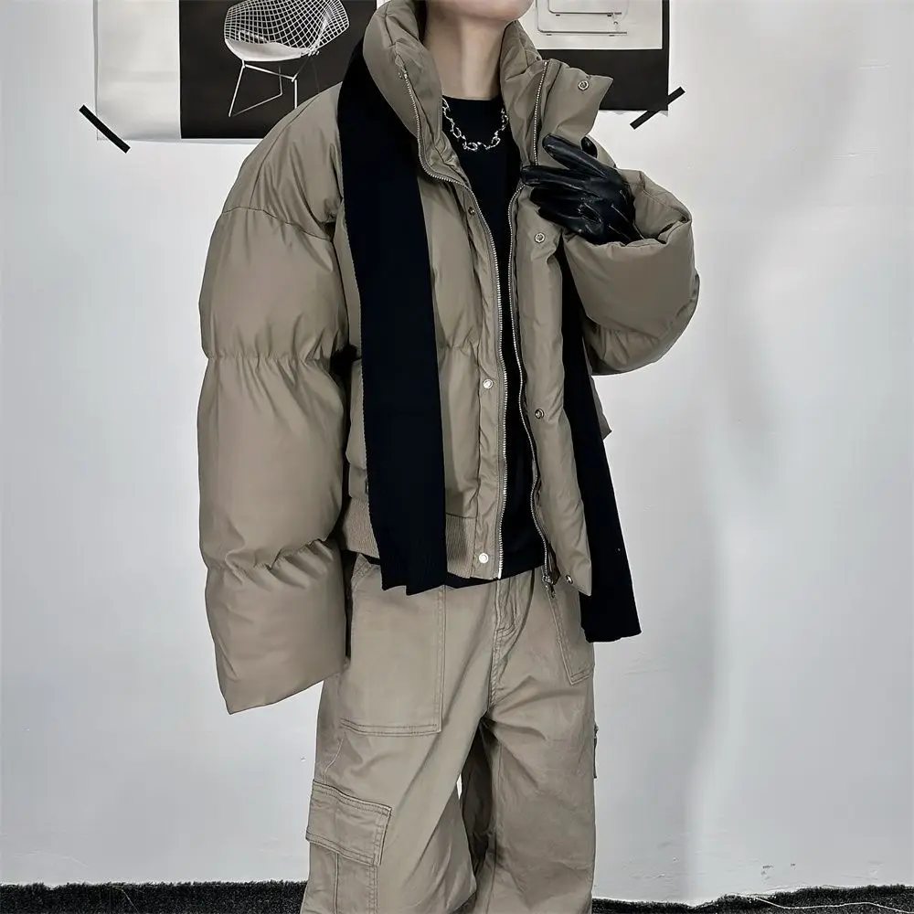 Trendy Short Cotton Clothes Loose Stand-up Collar Winter Thickened Cotton Clothes Solid Color Jacket Bread Jacket
