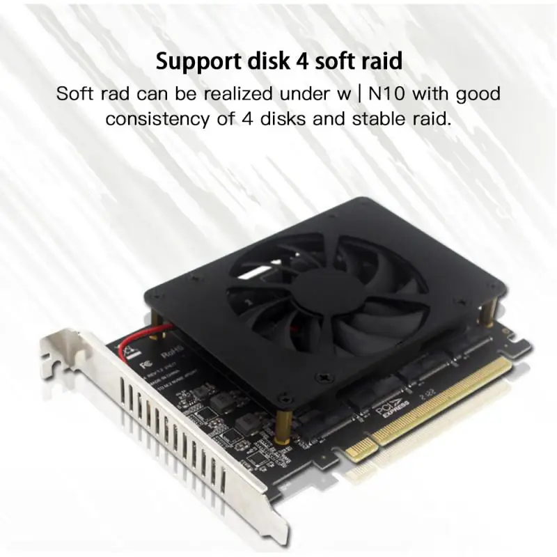 New PCIe To M2 Adapter Card PCIe X16 4 Port M2 NVME M Key SSD Converter M.I Express X16 Adapter VROC RAID Expansion Card