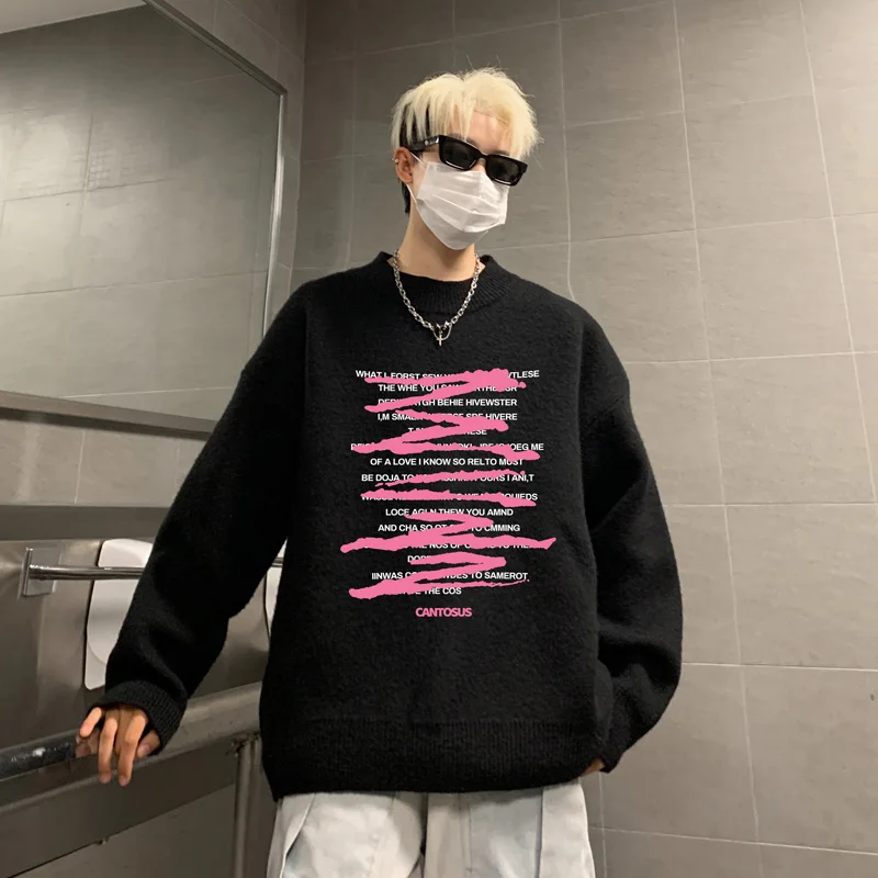 

Мужские свитера большого размера, осенний белый вязаный свитер 5XL, модная повседневная одежда с буквенным принтом для мужчин, вязаные пуловеры, мужская одежда