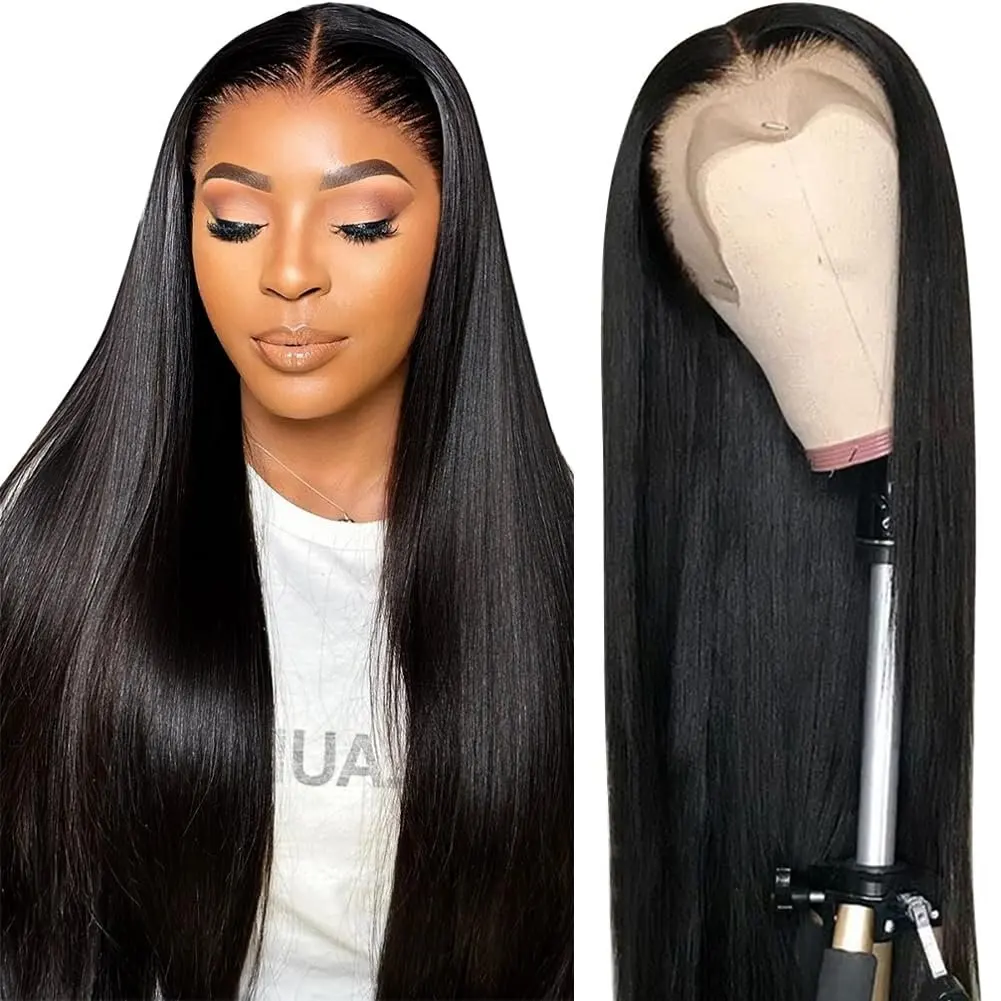 Rosabeauty 13x6 Straight 250 Density Nature Color Lace Front Wig Human Hair 30 40 Inch 13X4 Frontal 5X5 Glueless Wigs For Women