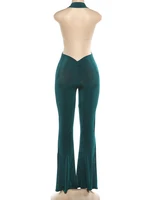 Kliou Sexy Fashion Flared Jumpsuits Woman Halter Open Collar Backless Sleeveless Skinny Peach Hip Midnight Club Party Overalls - Image 6