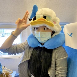 Disney Cute Donald Duck Hooded U-shaped Neck Pillow Cartoon StellaLou ShellieMay Travel Hat Pillow Nap Pillow Gifts For Girl