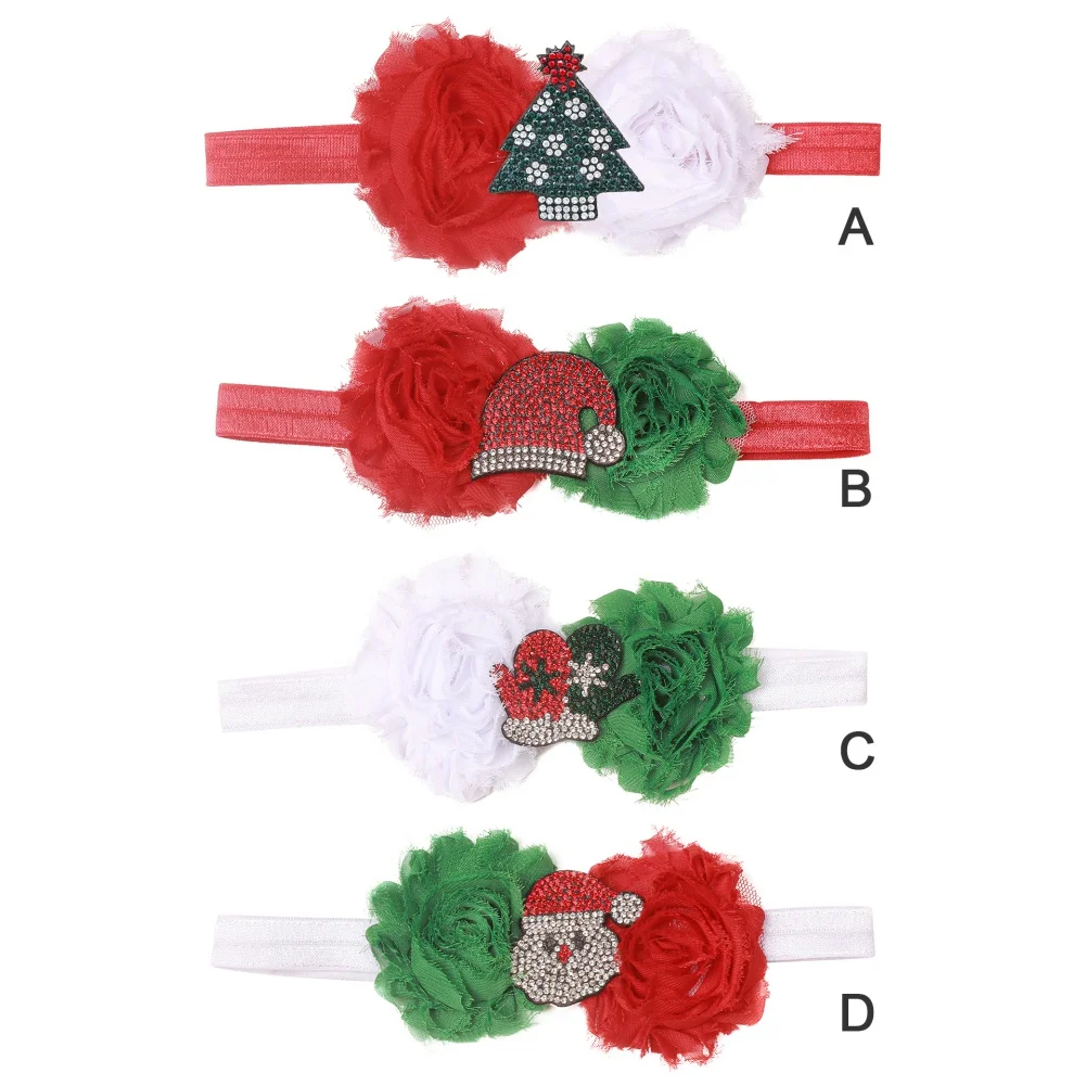 Neonate neonate fascia di natale regalo per bambini morbido Nylon fiori fasce per capelli accessori per capelli fascia per bambini