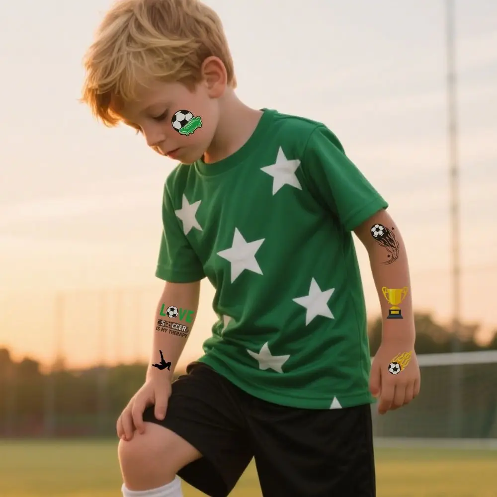 10Pcs Waterproof Football Tattoo Sticker Removable Skin Safe Cartoon Tattoo Sticker Water Transfer Tattoo Sticker