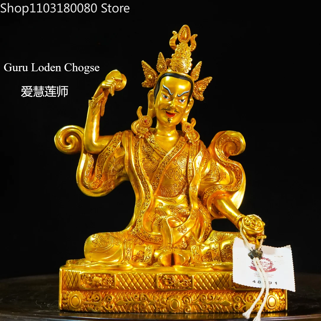 Copper gilt carving Padma Sambhava Lotus master eight changes buddha statue Tibet Guru Rinpoche sculpture Large size 24cm,21cm