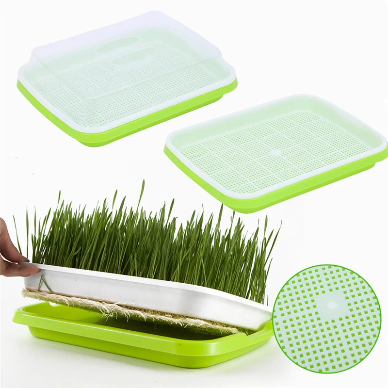 Seed Germination Sprouter Tray Soil-Free Big Capacity Microgreens Hydroponic Tray For Sprouts Gardening Supplies Wheatgrass Pots