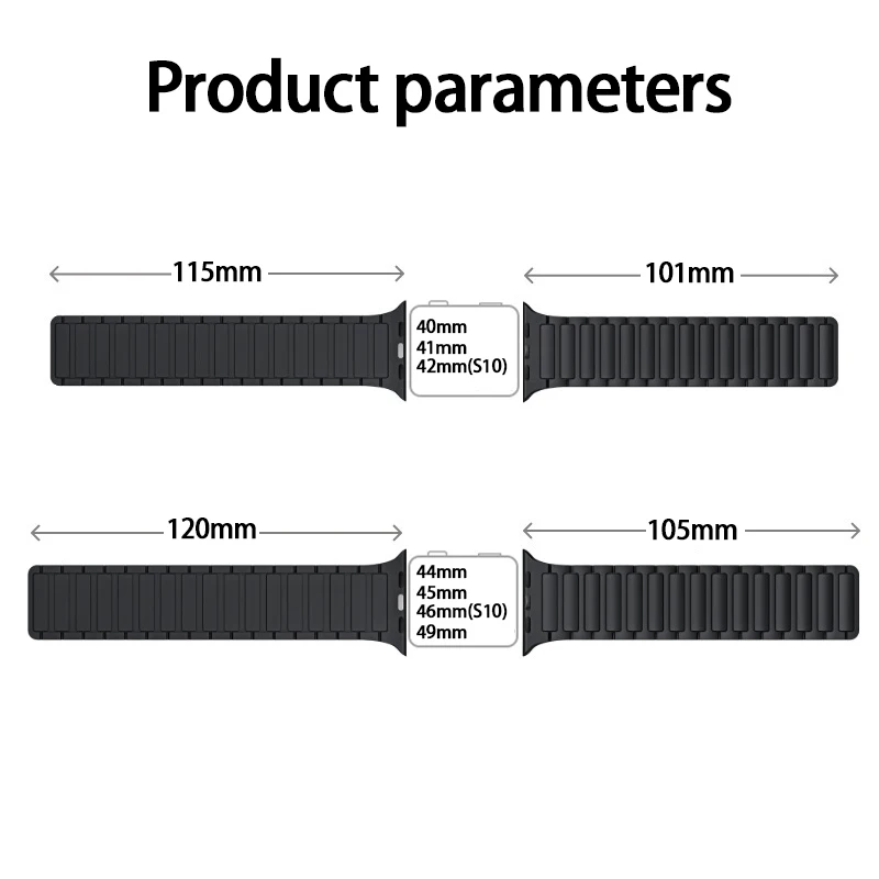 2 Pack Magnetic Loop for Apple Watch Band 44mm 40mm 45mm 41mm 46mm 42mm Bracelet iWatch Series 10 9 8 7 6 5 4 SE Ultra 2 Strap