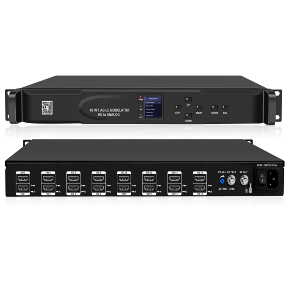 16-Channel HD Analog Converter Analogue Modulator NTSC/PAL Broadcast TV Signal Transmitter Adjustable Frequencies 45-870MHz