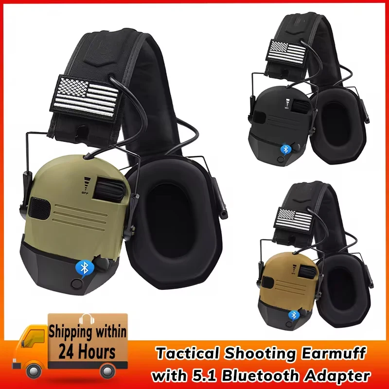 

Tactical Shooting Earmuff Headsets Bluetooth 5.1 Hearing Protection Headphone 23dB NRR Safety Noise Reduction Ear Muffs Foldable