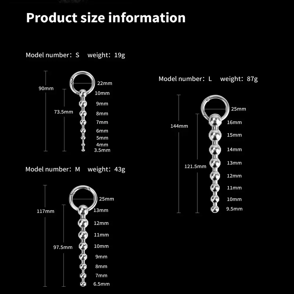 S/M/L 304 Stainless Steel Beaded Urethral Sound Catheter Penis Plug Metal Dilator Horse Eye Stimulation Adult Sex Toys for Men