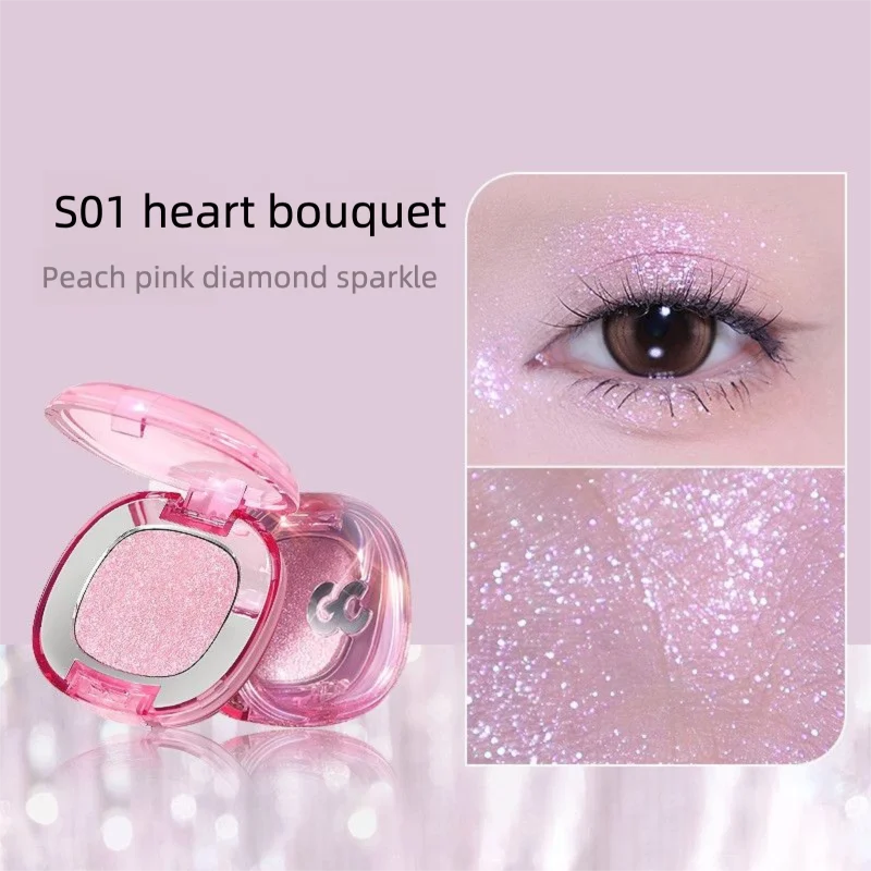 Girlscrush/gc Single-color Sparkling Eyeshadow With Pearlescent Sequins, Pink Super Sparkling Eye Highlights For Brightening
