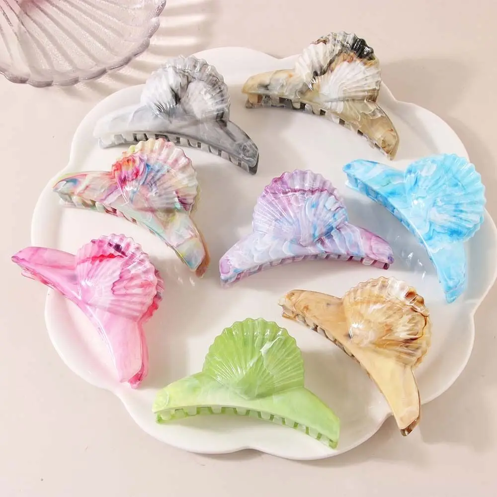 1 PCS Acetate Shell Shaped Hair Clip Beach Styling Accessory Sea Creature Shark Claw Ponytail Clip Hair Accessory