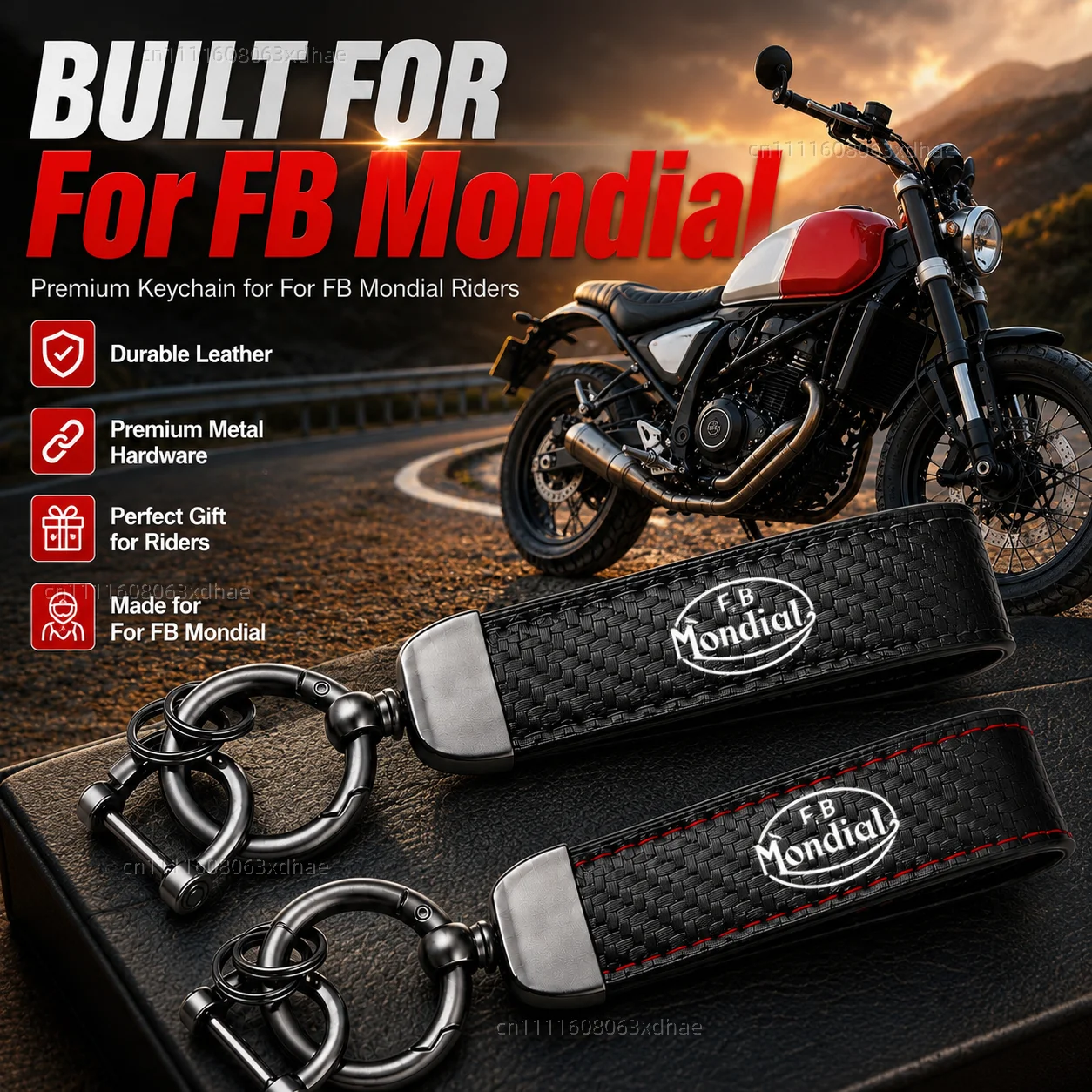 High-Grade Leather Motorcycle Keychain Holder Keyring Accessories For FB Mondial Flat Track HPS 125 300 Hipster Imola SMT SMX