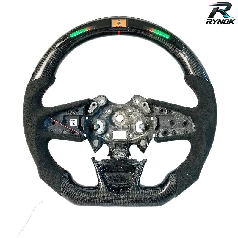 Black Carbon Fiber Sport Racing Steering Wheel 4 New Trend Design for Renault Megane 4 Flat with LED Display