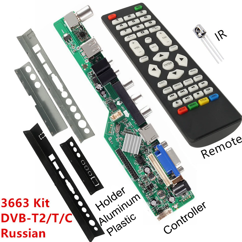 3663 NEW Digital DVB-C DVB-T/T2 Universal LCD LED TV Controller Driver Board Iron Plastic Baffle Stand 3463A Russian