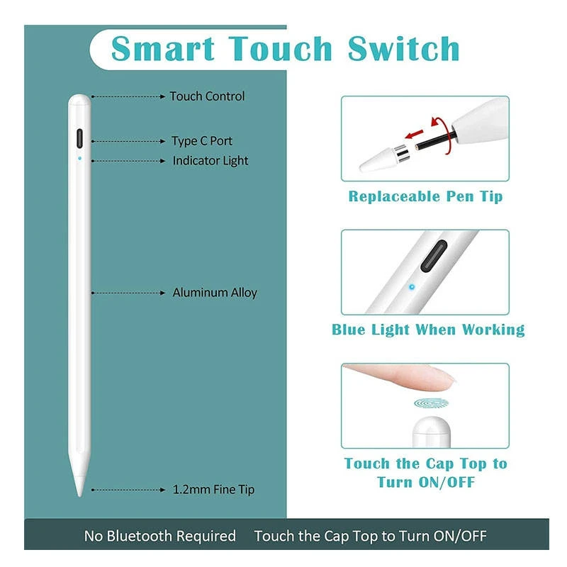 New  Metal Magnetic Laptop Tablet Stylus Capacitive Touch Screen Universal Stylus