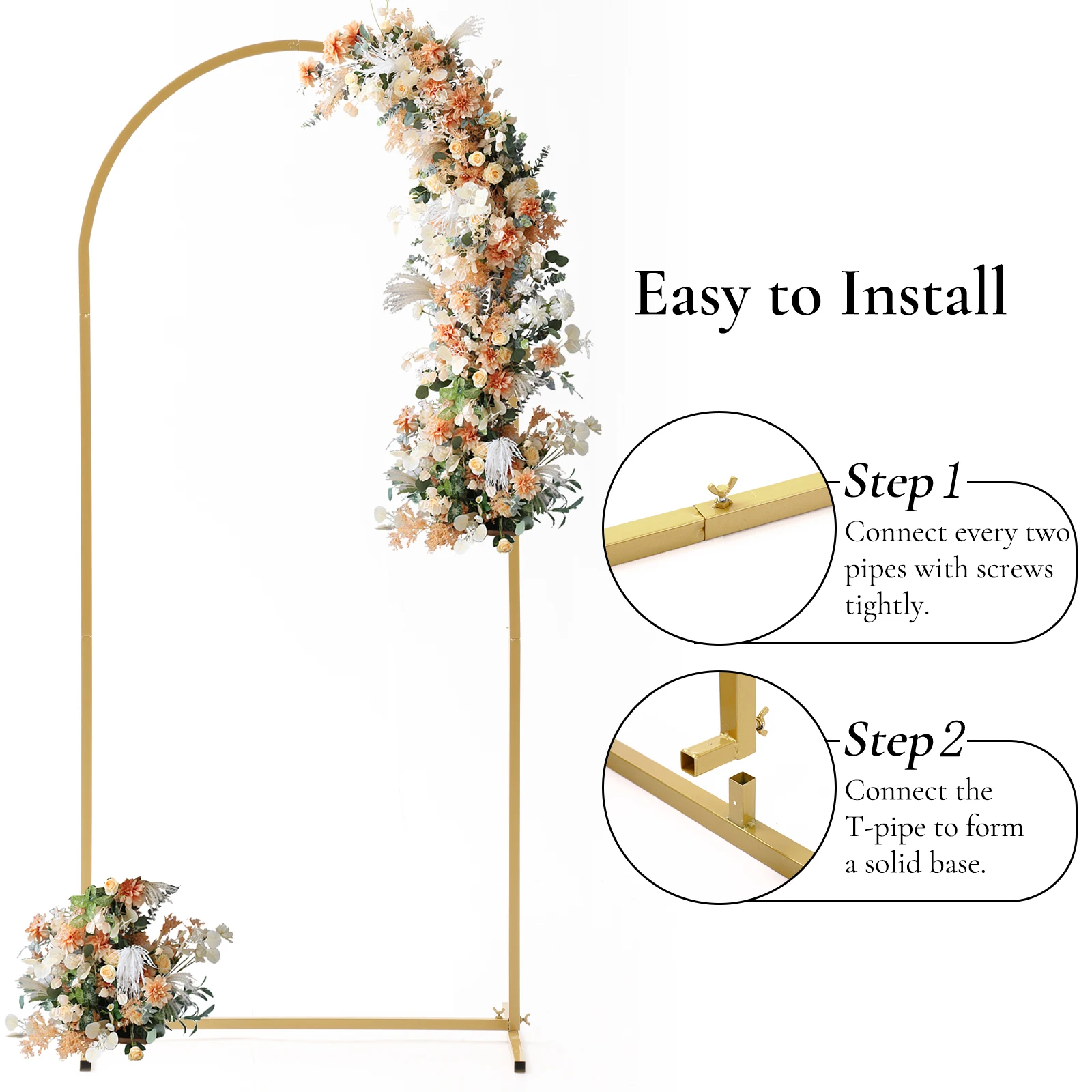 Set of 3 Wedding Arch Backdrop Stand Set Balloon Arch Stand for Wedding, Bridal, Garden, Yard, Indoor Outdoor Party Decoration