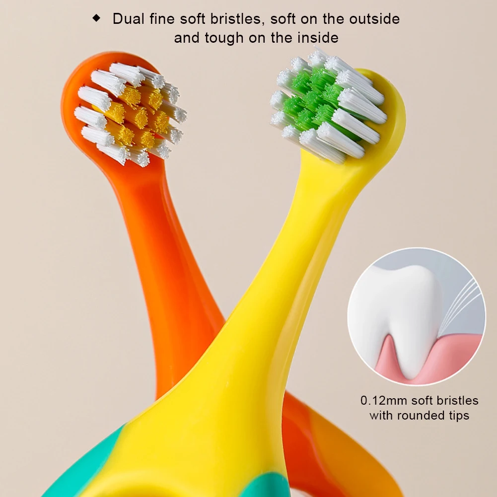 

2pcs Kids Toothbrush Round Soft Bristles with Food-Grade Chew Toy Handle Oral Care Toothbrush Brush Oral Care