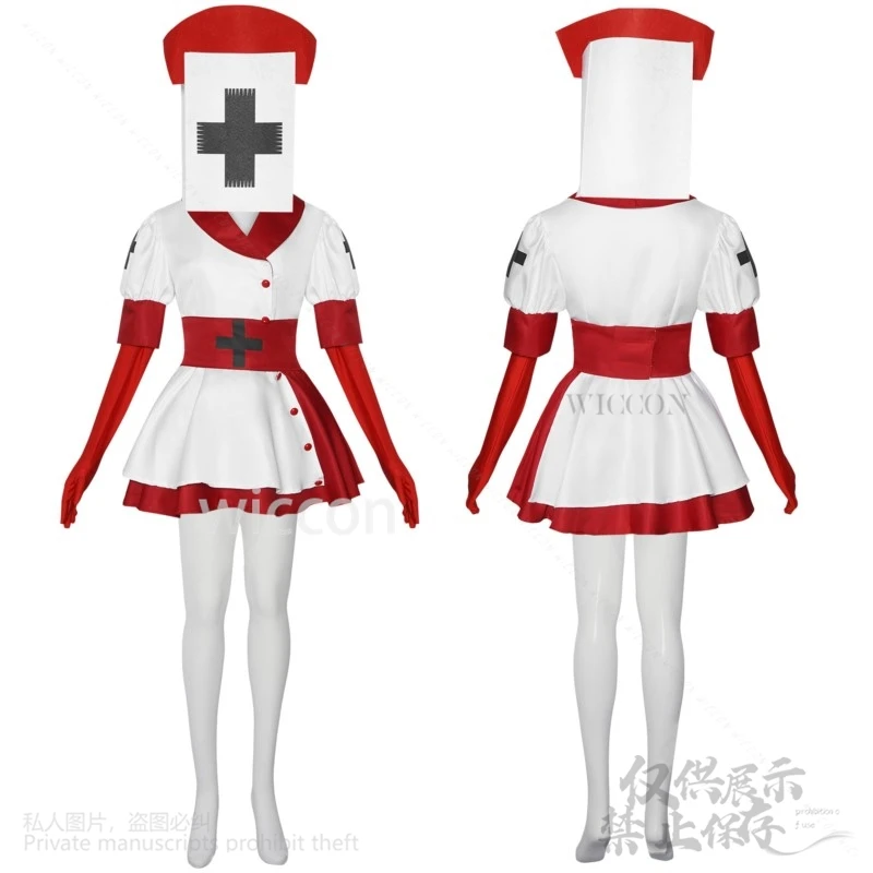 Anime Dark Reaper Nurse Deception Game Cosplay Sexy Dress Mask Costume Roleplay Outfits Gloves Belt Lolita Women Halloween Suits