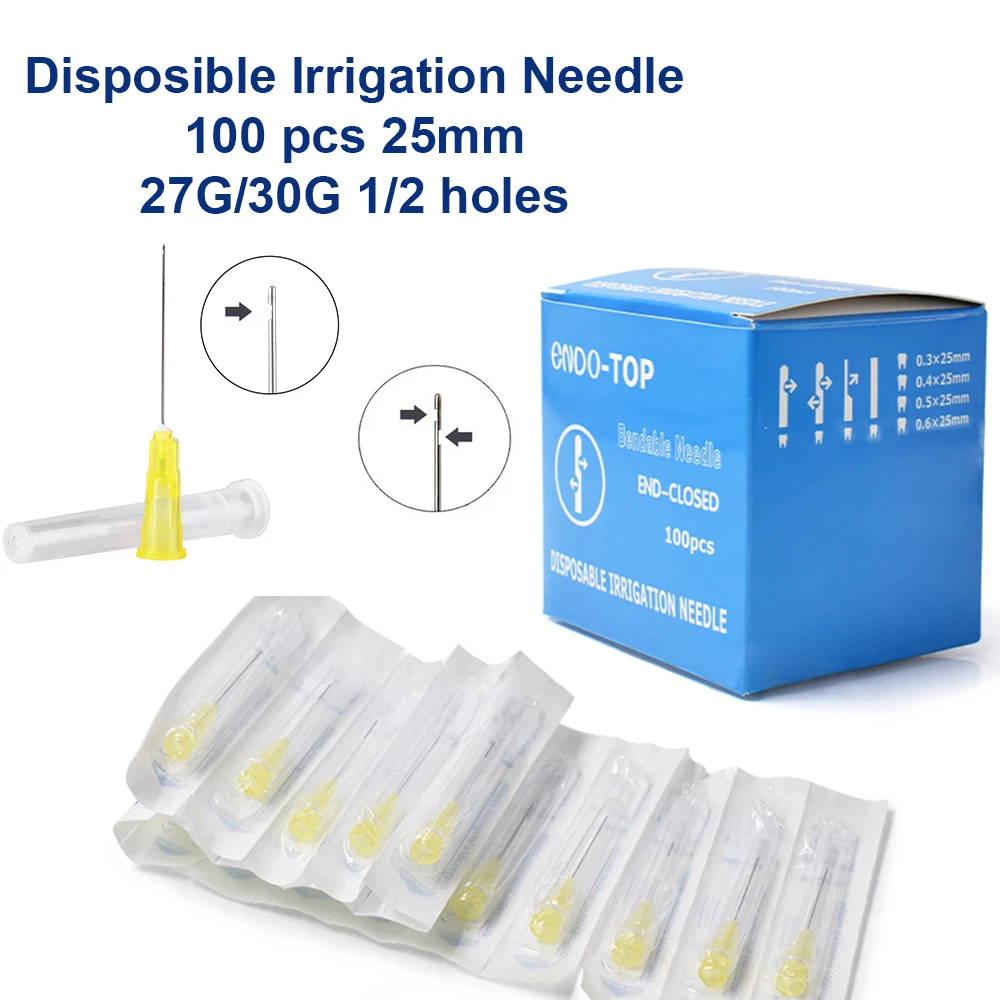 

100Pcs Disposable Endodontic Irrigator Tips 25mm 27G/30G Single Pack Root Canal Cleaning Irrigation Needles