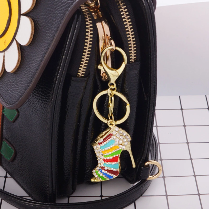 High Heel Shoes Pendant Keychain Rhinestone Keyring Key Holder Decor Charms Bag Car Key Ring Ornaments Pendant