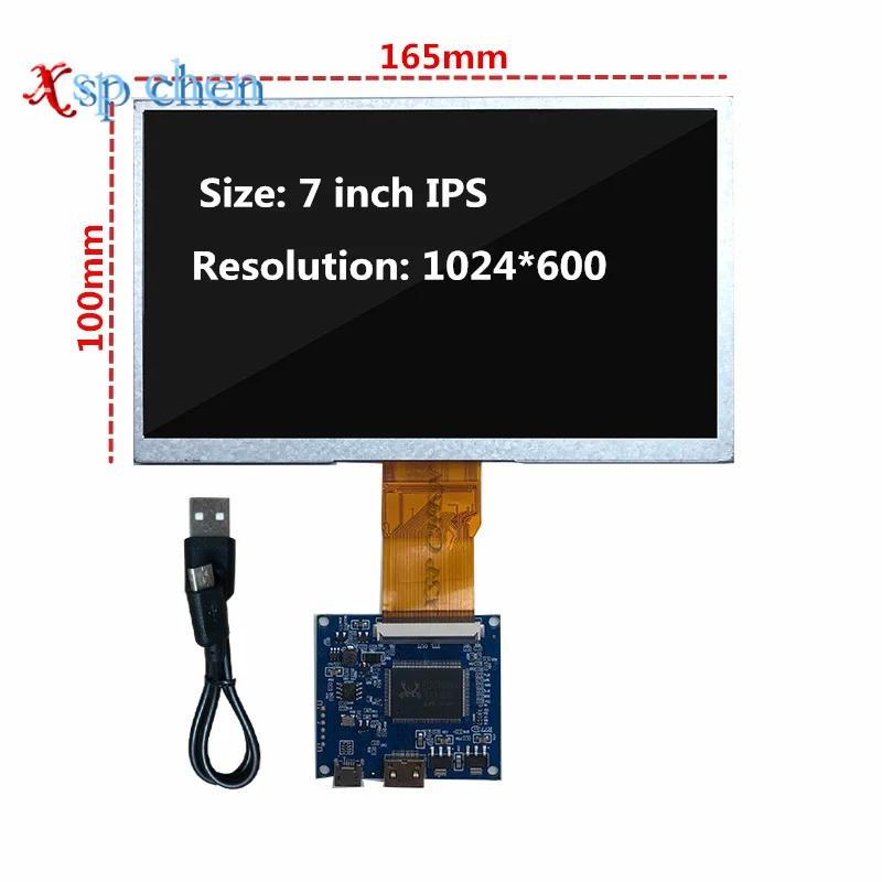 7 Inch IPS 1024*600 Screen Display LCD Driver Control Board Mini HDMI Compatible with Lattepanda, Raspberry Pi Banana Pi PC