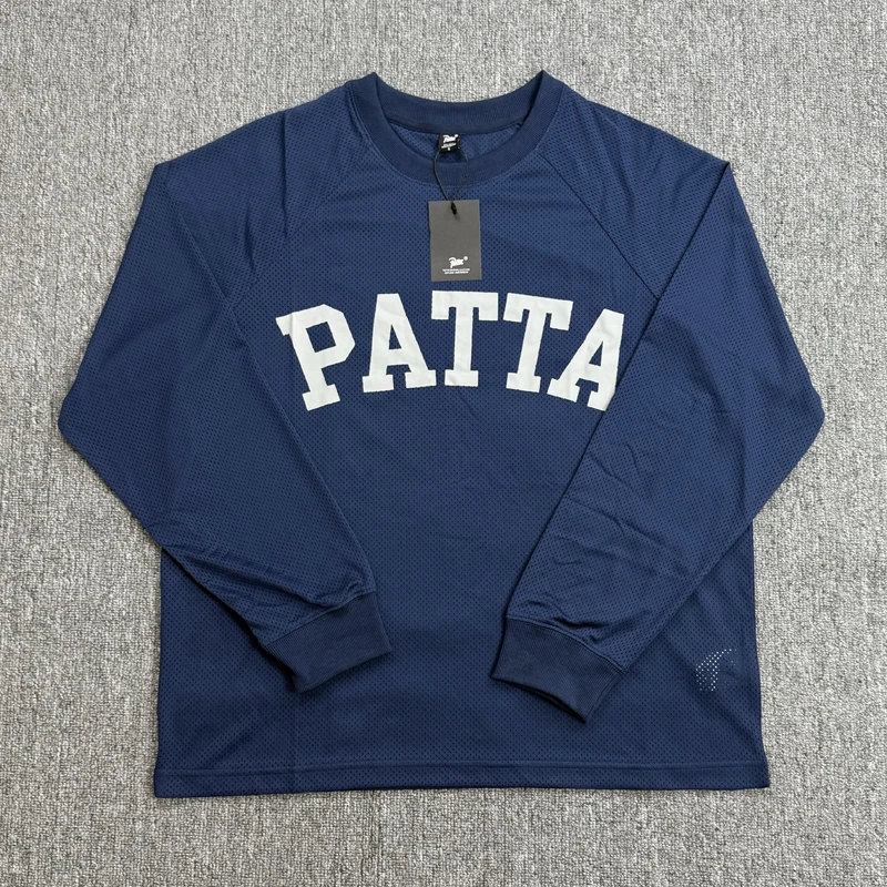 Streetwear Brand PATTA Long Sleeved T-shirts New Striped Round Neckline Letter Print Loose Casual Style Tops Stock