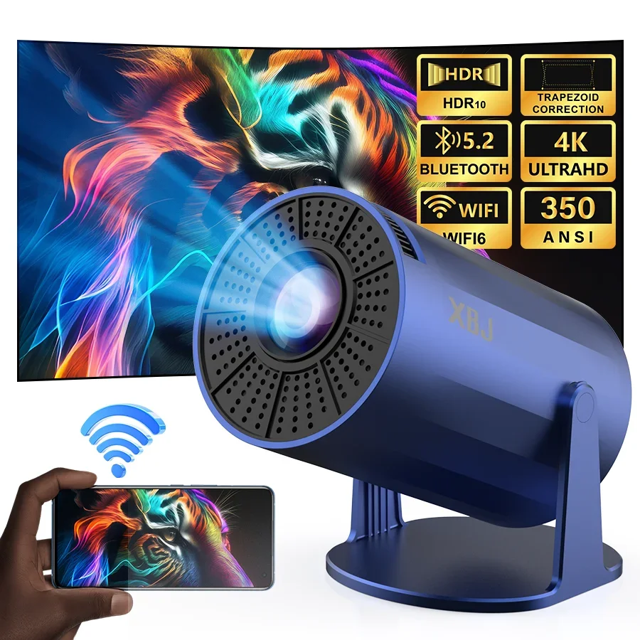 

New 4K Projector with WiFi & Bluetooth | Auto Vertical Keystone 180° Rotation | Portable Video Projector for Home Outdoor