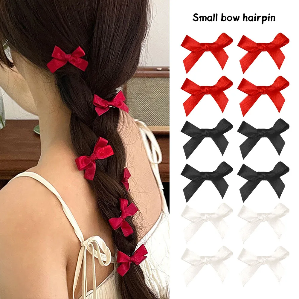 

2-24Pcs Y2k Girls Bows Mini Hair Clips Metal Hairpin Headwear Barrette Handmade Ribbon Bow Bangs Clip Fashion Hair Accessories