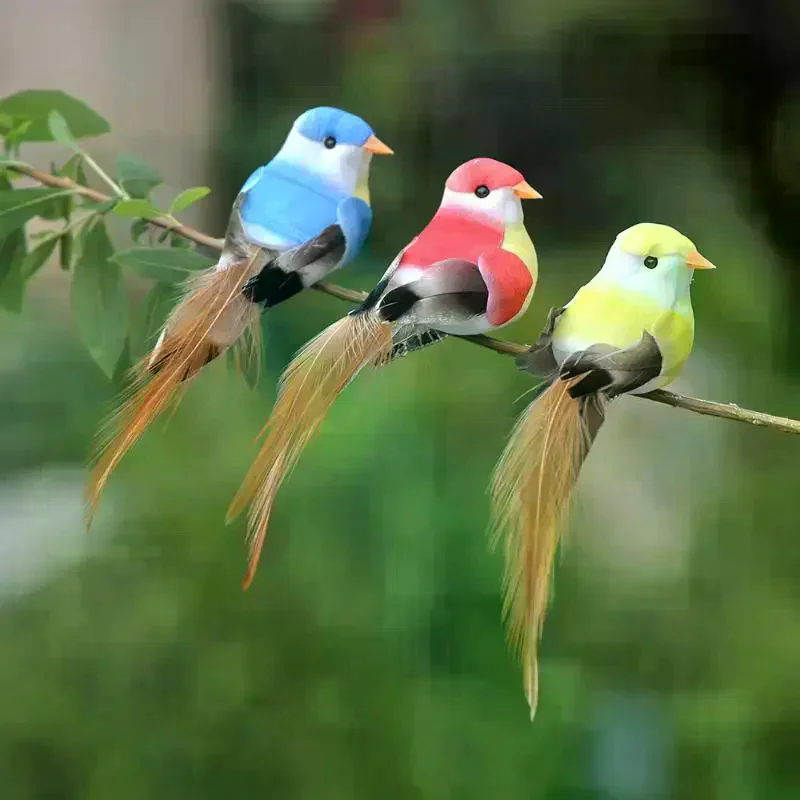 Simulation Feather Birds Models Fake Foam Animal Artificial Birds DIY Wedding Home Garden Ornament Decoration 6Pcs