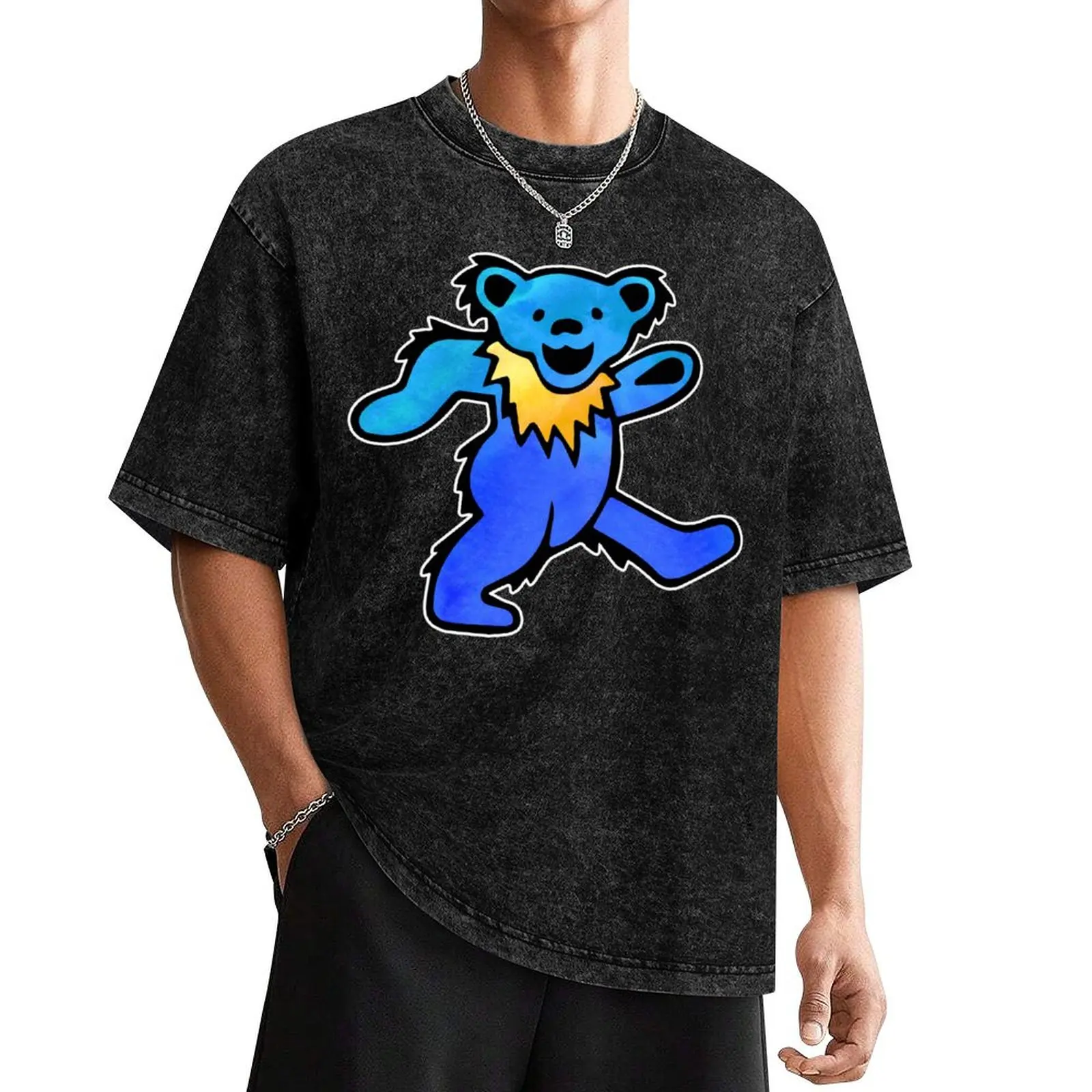 

Blue Grateful Dancing Hippie Classic Rock Dead Bear T-Shirt new edition quick-drying basketball graphic tees clothing for men