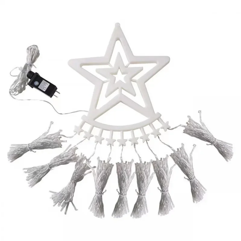 LED pentagram flowing water waterfall light, Christmas courtyard arrangement trailing meteor light outdoor star atmosphere light