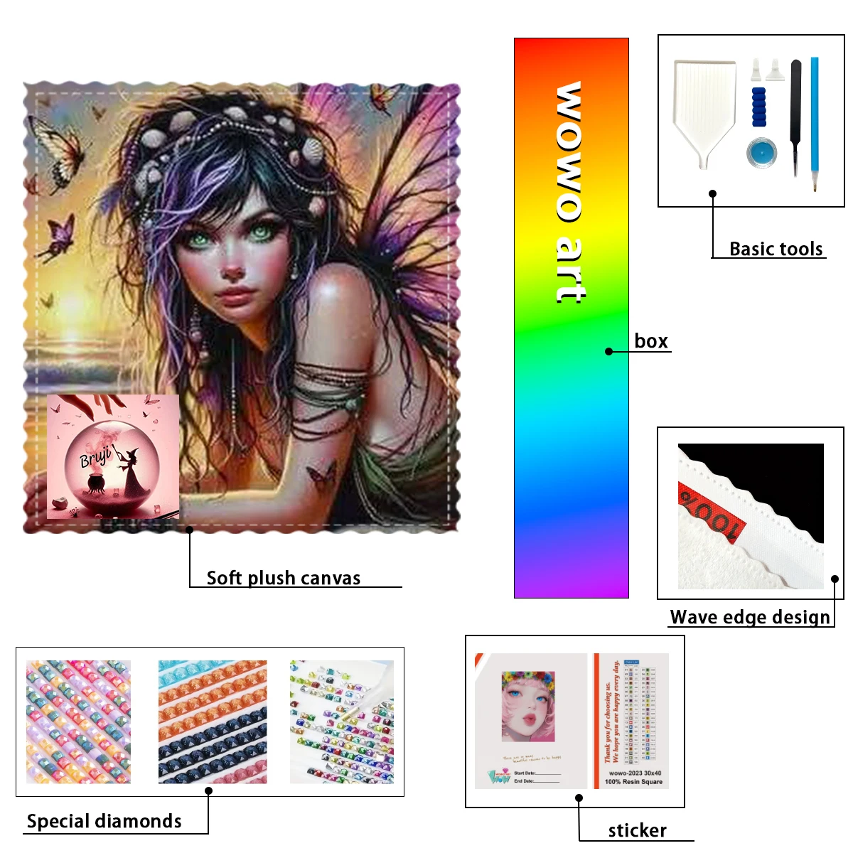 

【Bruji_ Diamond Art】Бабочка девушка Кристалл AB Горный хрусталь FD Горный хрусталь Идеальный алмаз из смолы