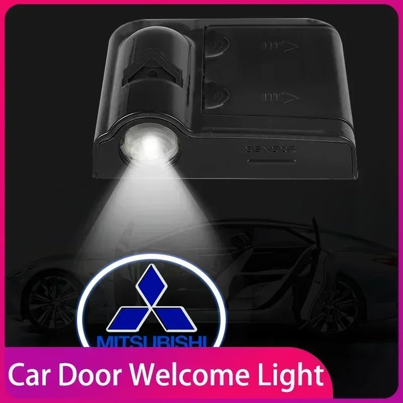

Car Door Welcome Courtesy Projector Lamp LED HD Logo Light Accessoriest For Mitsubishi Motors Metal Label Sticker Emblem Chrome