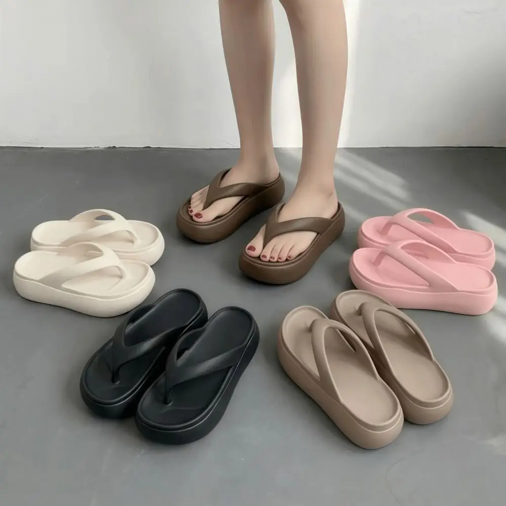 

Height-increasing Platform Slippers 5CM EVA Soft Sole Beach Sandals Lightweight Non-slip Women's Flip Flops Everyday Outfits