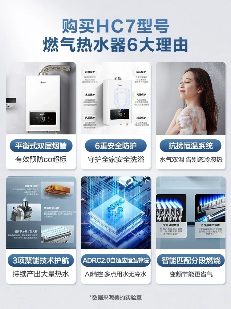 Balanced gas water heater for household. Natural gas bath. Instant & electric. Constant temperature. Safe & efficient.