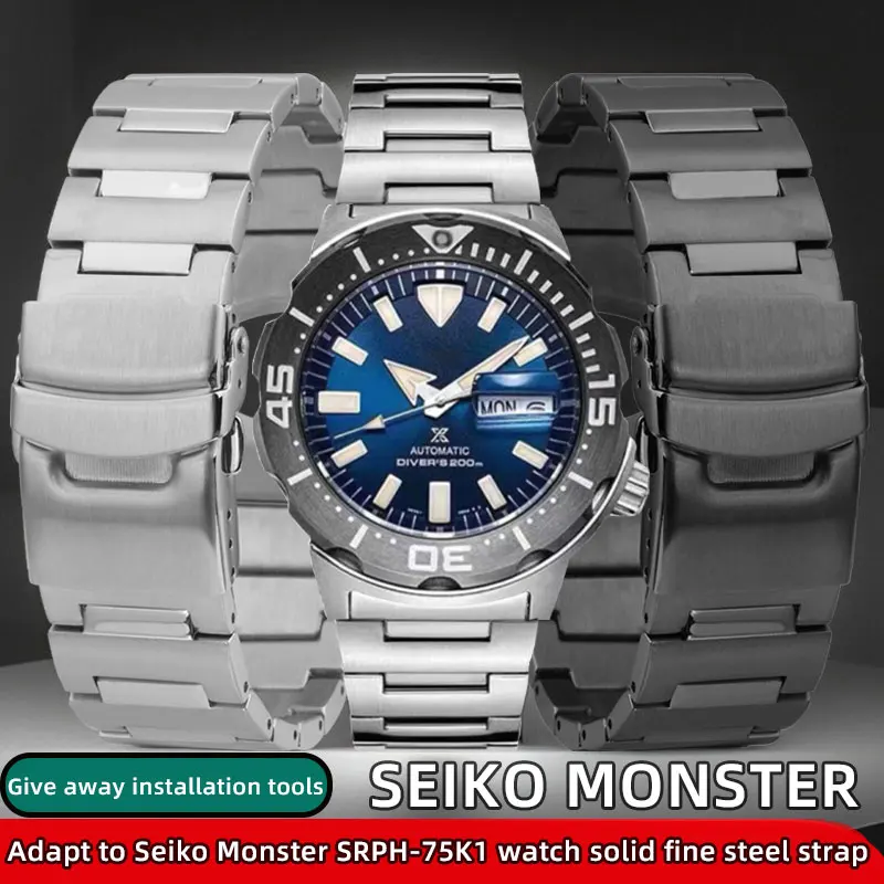 

20mm stainless steel strap For Seiko strap Little Monster SRPD25 SRPH75K1 metal strap Men Fine steel bracelet special steel band