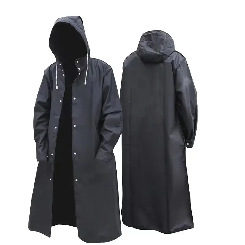 Black Adult Windbreaker Style Raincoat Waterproof Raincoat Man Rope Poncho Raincoats for Rain Umbrella Windproof Hood Biker Coat