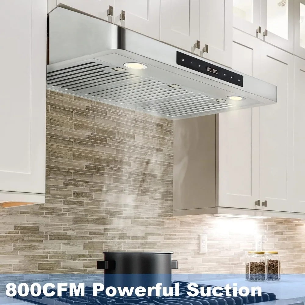 Range Hood 30 inch Under Cabinet, Two Powerful Motors, Stainless Steel Kitchen Vent Stove Hood, Touch Control,