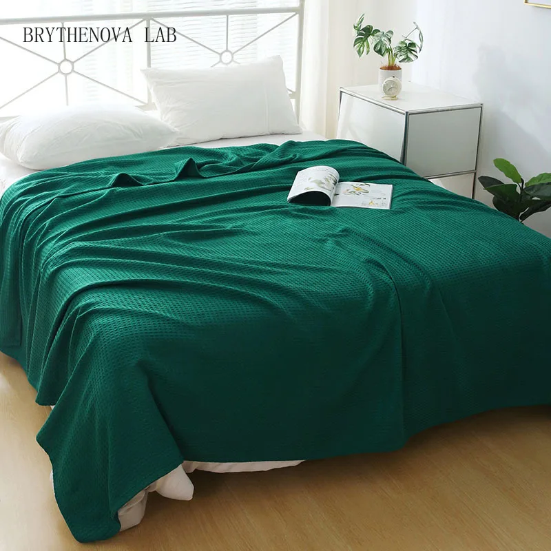 Luxury Bamboo Fiber Waffle Blankets Nordic Solid Pineapple Lightweight Cover Sofa Air Conditioning Nap Blanket for Home Office