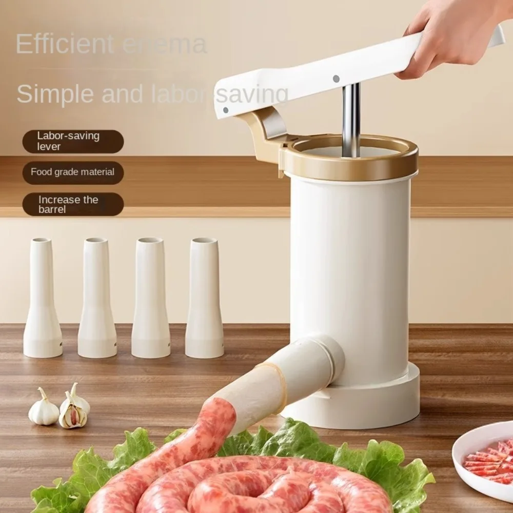

Homemade Manual Sausage Stuffer Sausage Filler Large Capacity Sausage Maker with 4 Nozzle Plastic Fast Meat Filling Machine